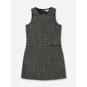 YA Los Angeles Black White Tweed Sleeveless Shift Dress Zip Size M